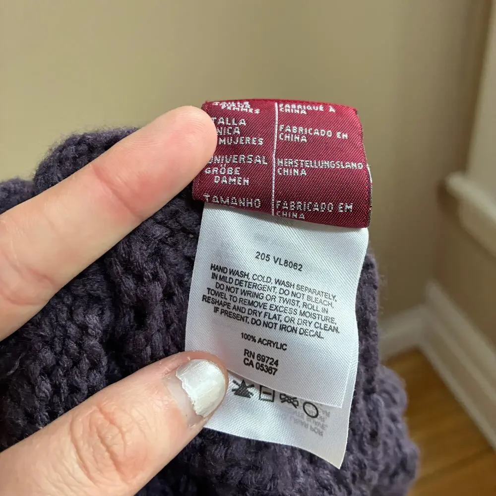 Columbia convert one size women's knit beanie scalloped edge design purple hat